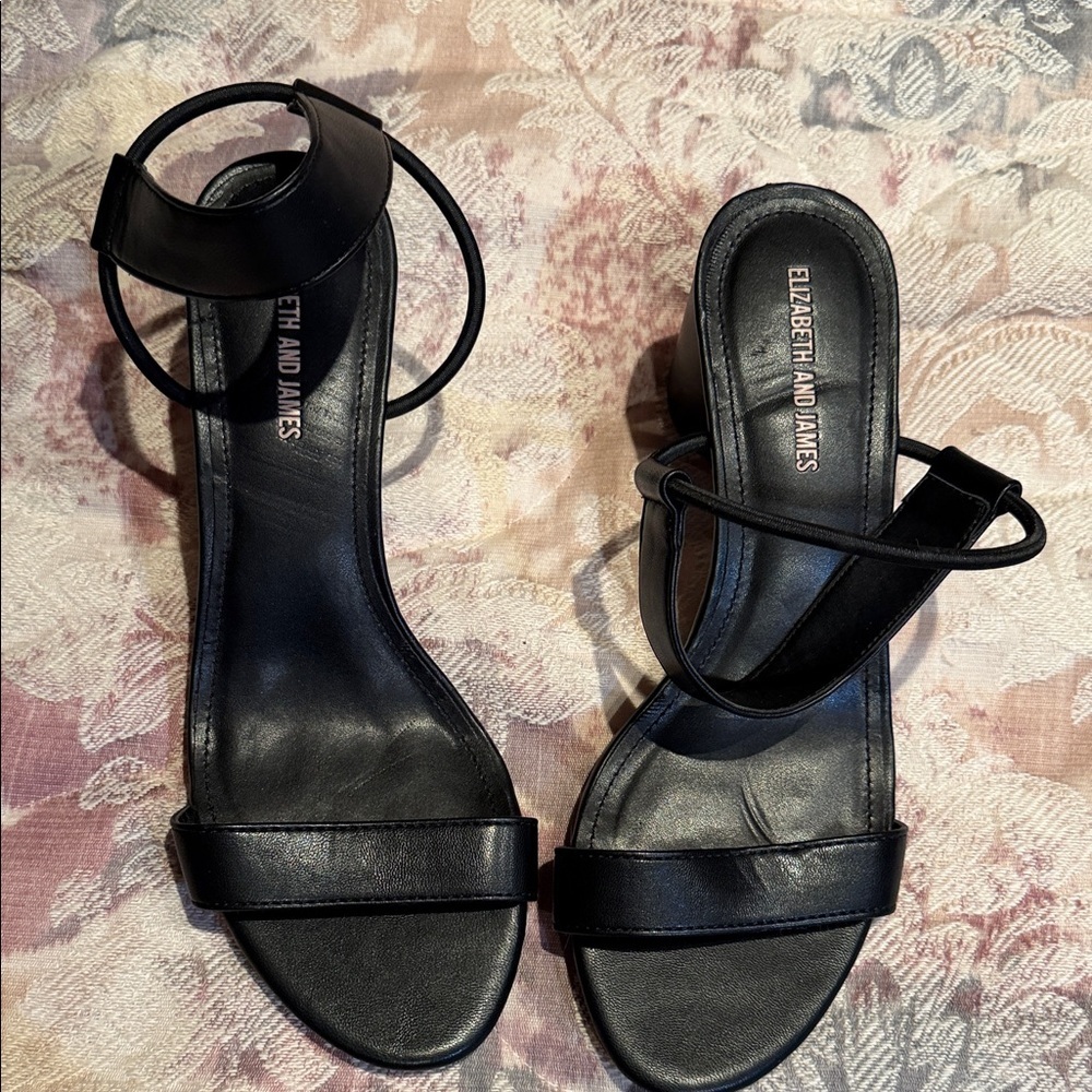 Elizabeth and James Black Strappy Heels